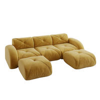 MODULSOFA U-Form 3-Sitzer mit 2 Hockern Chenille Gelb - Gelb, Kunststoff (171/76/281.1cm) - Meubliv