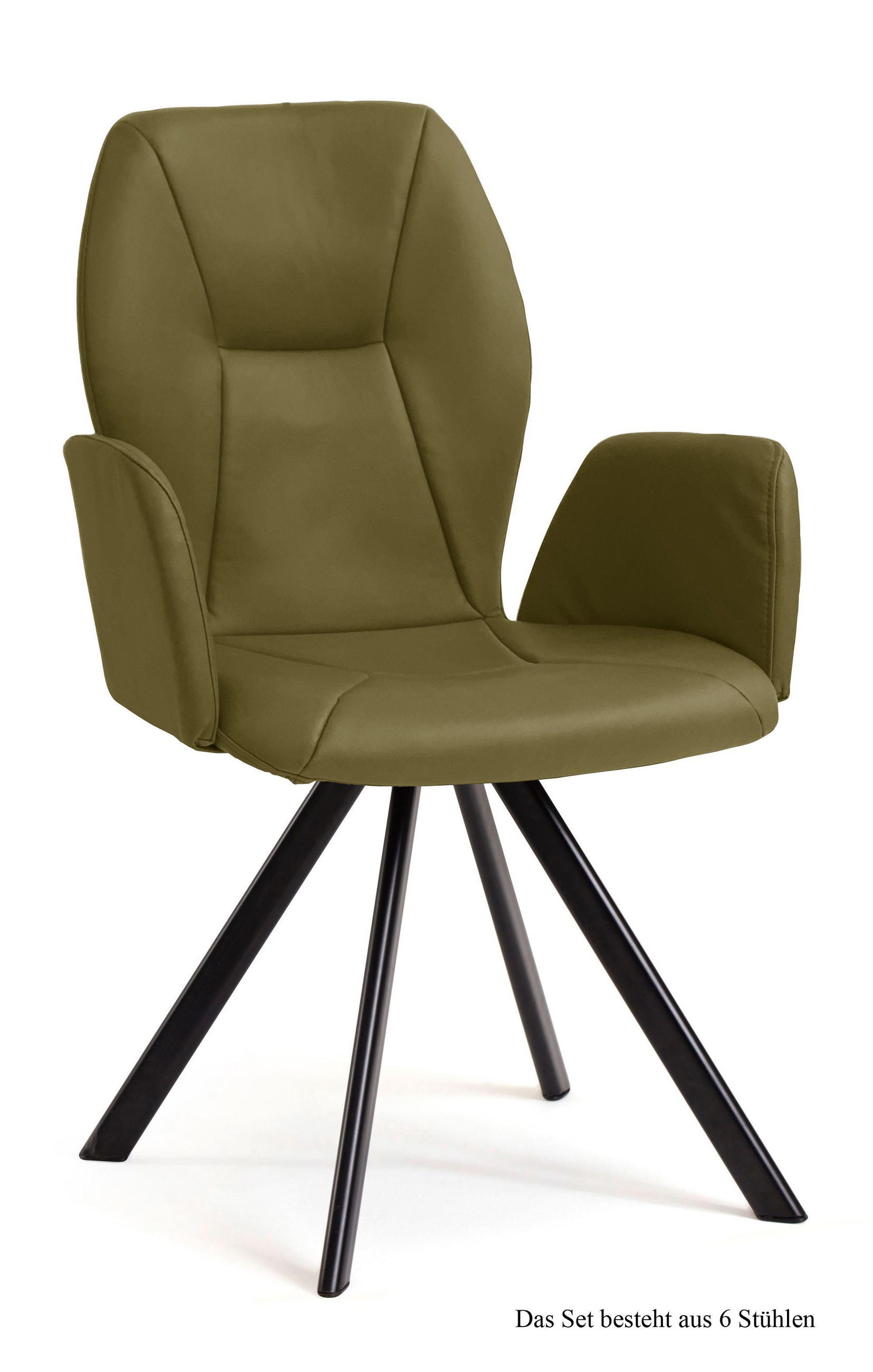 ARMLEHNSTUHL (6er-Set) Denna 58x92x60 Schwarz/Olivgrün - Schwarz/Olivgrün, Kunststoff (60/92/58cm) - 58aufmkessel