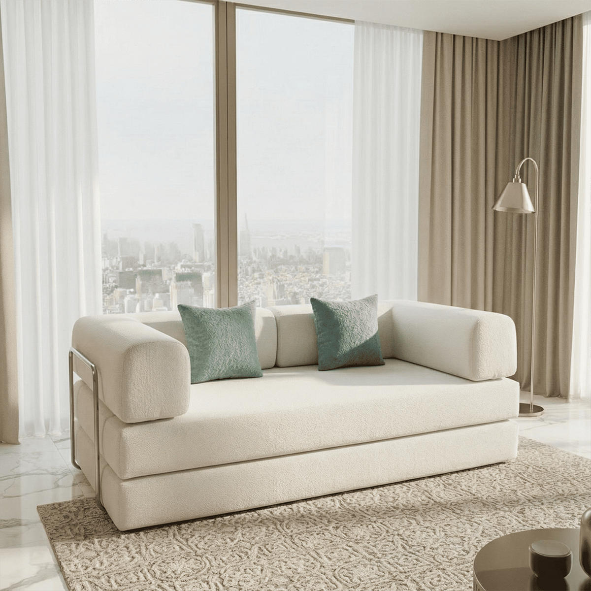 SCHLAFSOFA Kaia Weiß Salbei - Weiß, Textil (180/70/100cm) - COCO Living