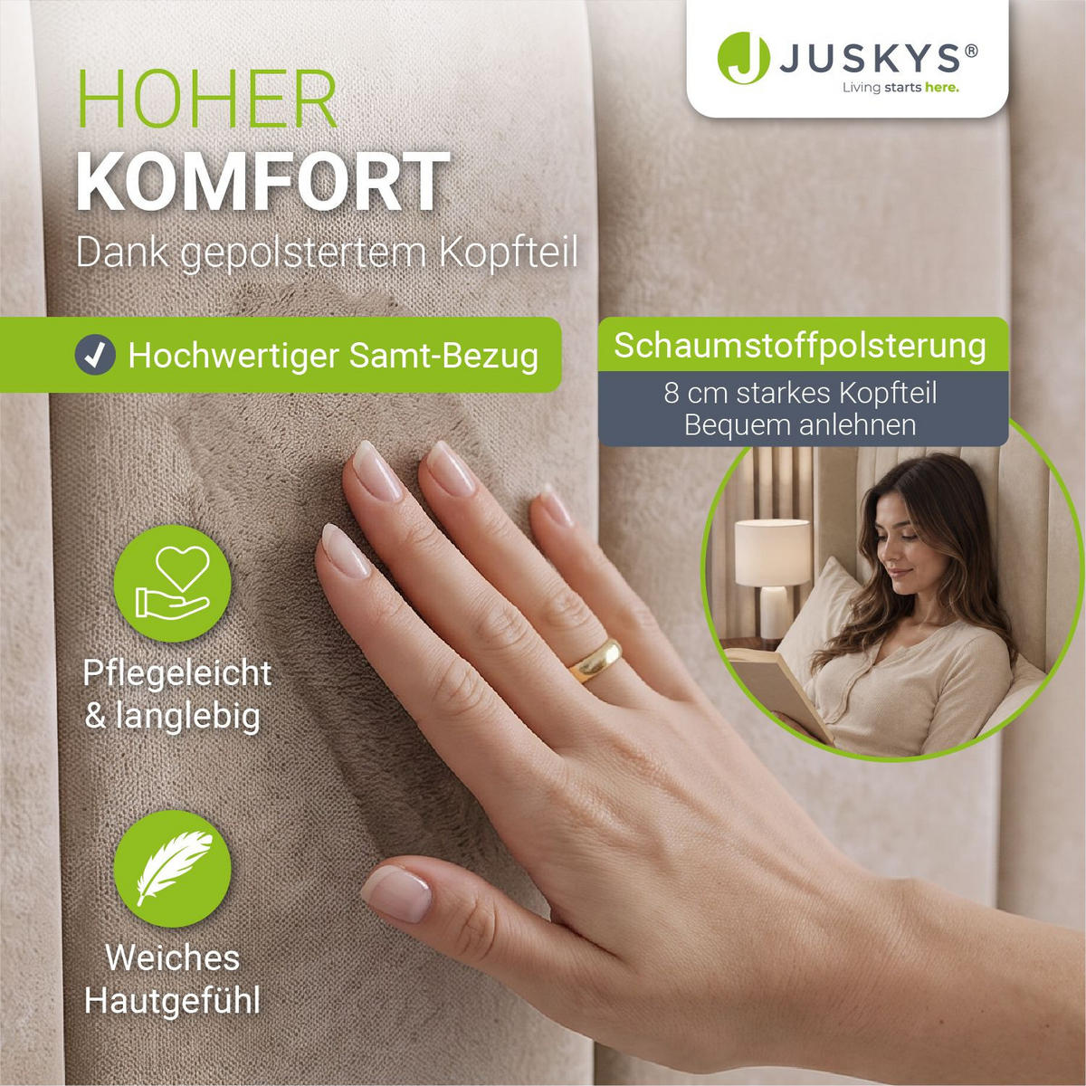 POLSTERBETT Savona beige 120 x 200 cm - Beige, Holzwerkstoff (120/200cm) - Juskys