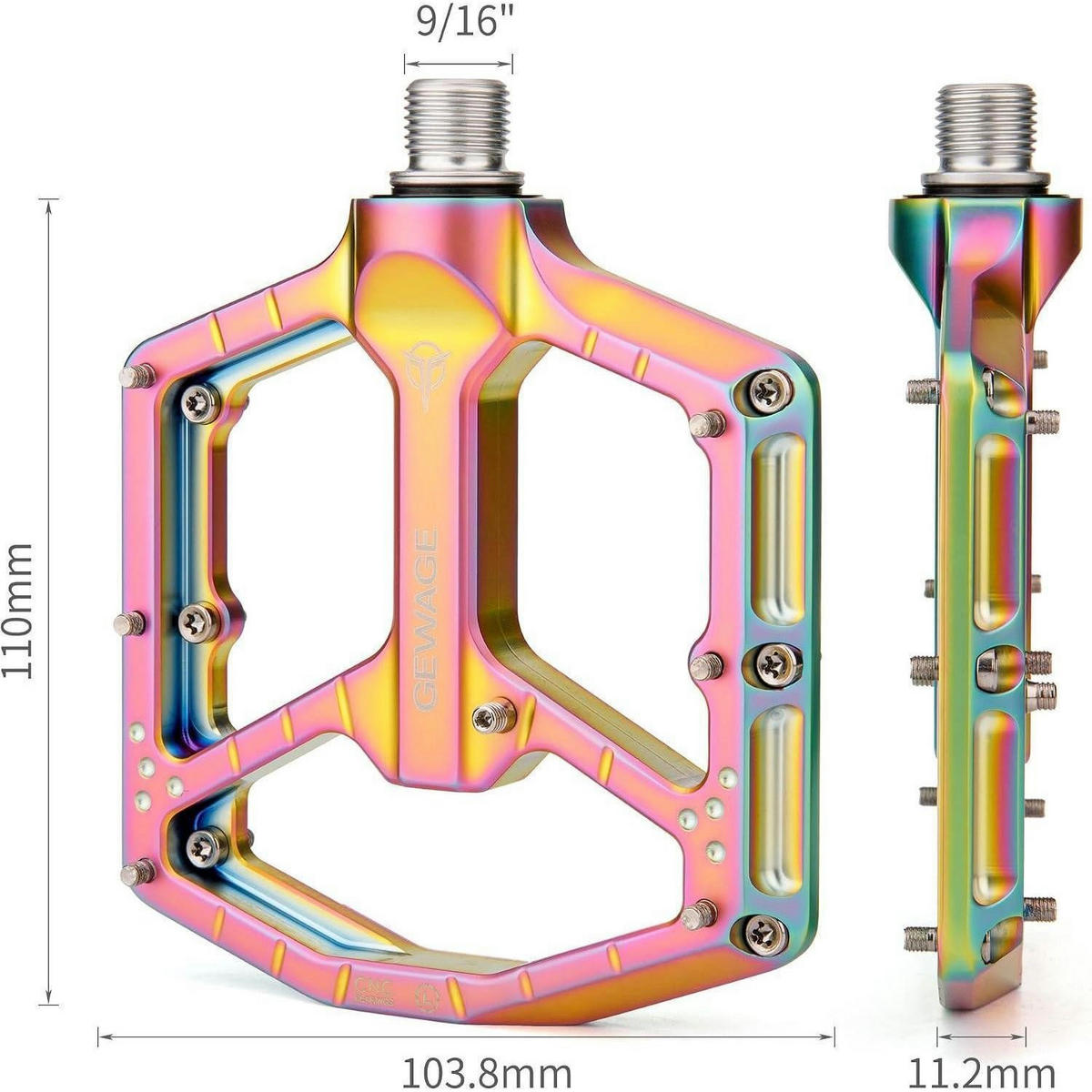 FAHRRADPEDALE CNC Aluminium 3-Fach-Lagersystem Rainbow Matte - Multicolor, Metall (10.4/1.5/11cm)