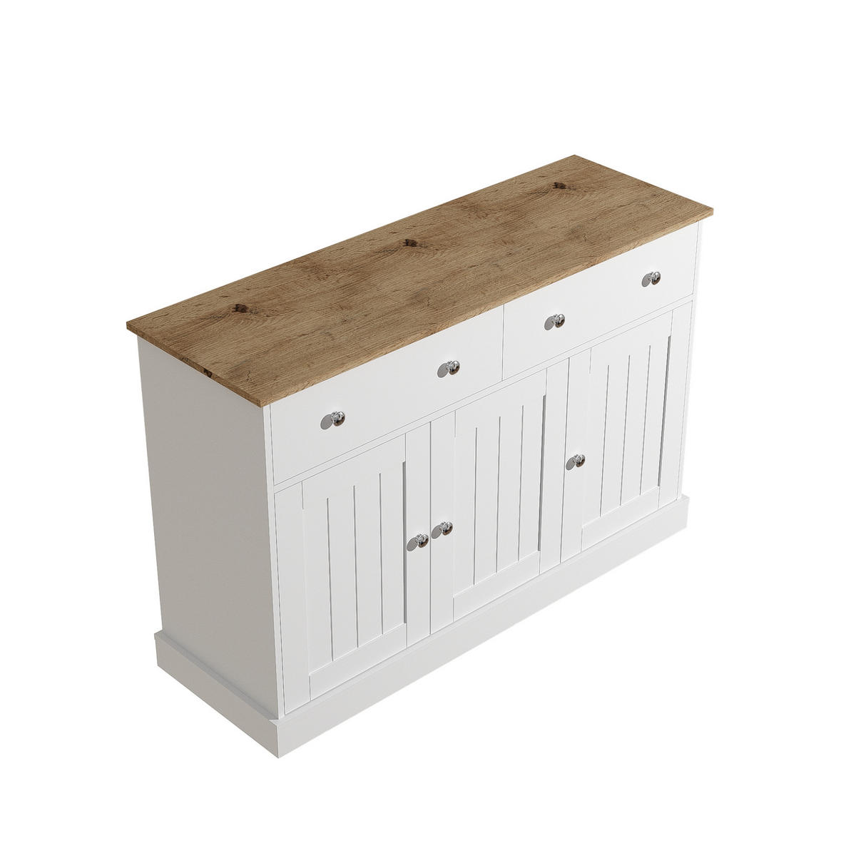 KOMMODE aus Spanplatte 120x36x80,5cm in Weiß mit Push-to-Open - Weiß, Holzwerkstoff (120/80.5/36cm) - Modfu