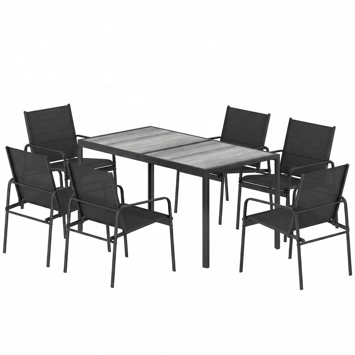 GARTENMÖBEL SET 7-teilig DE-09923 Schwarz - Schwarz, Metall - ComfortXL