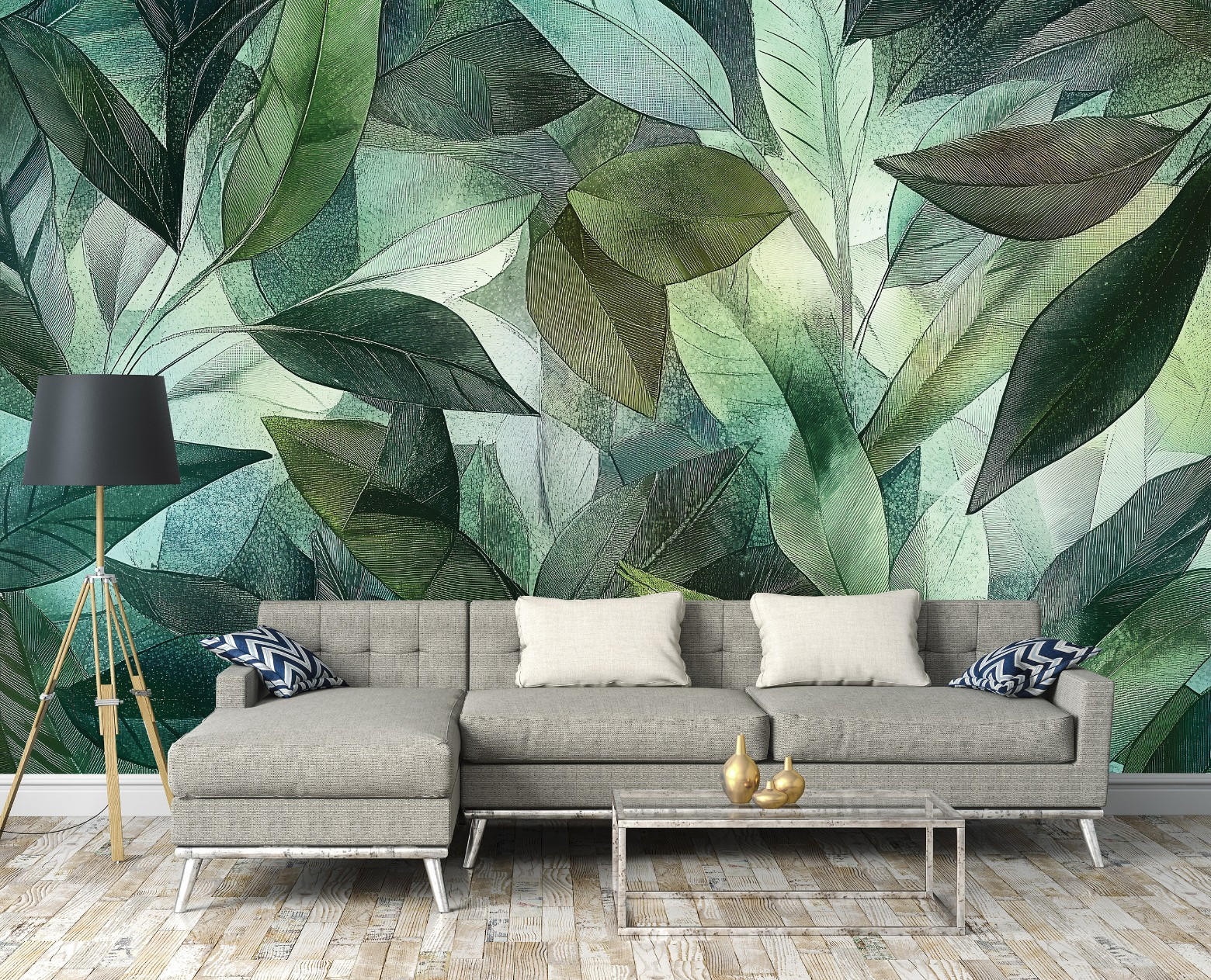 FOTOTAPETE Blätter Dschungel Natur Wohnzimmer Vlies Tapete 150x105 - Multicolor, Papier (150/105cm) - Wallarena