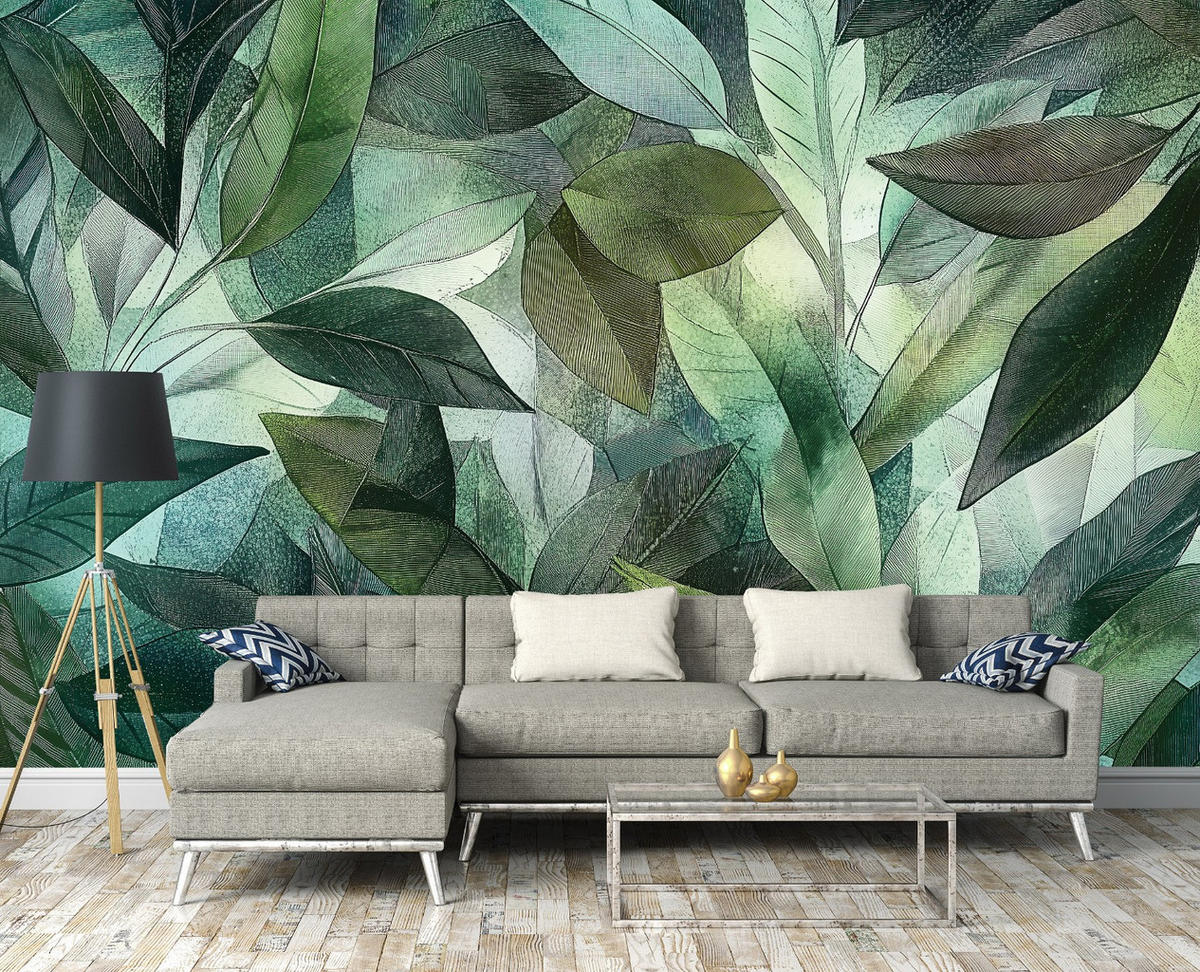 FOTOTAPETE Blätter Dschungel Natur Wohnzimmer Vlies Tapete 400x280 - Multicolor, Papier (400/280cm) - Wallarena