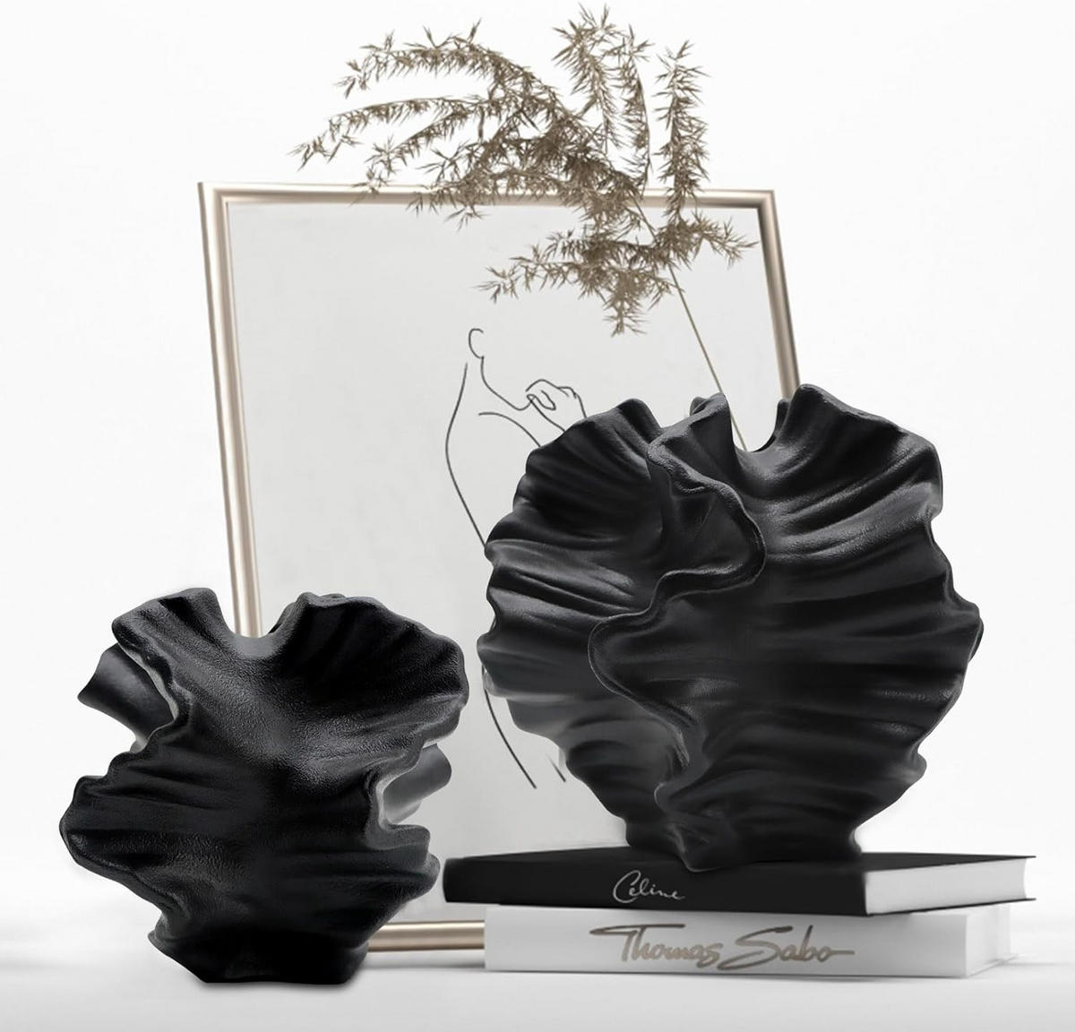 VASE 17 x 4,2 x 17 cm Keramik - Schwarz, Keramik (17cm) - LIBRATON