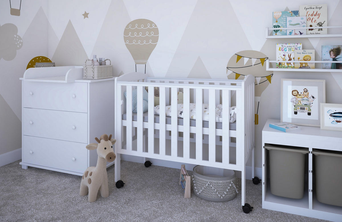 BEISTELLBETT Pino - Weiß, Holz - kiki design