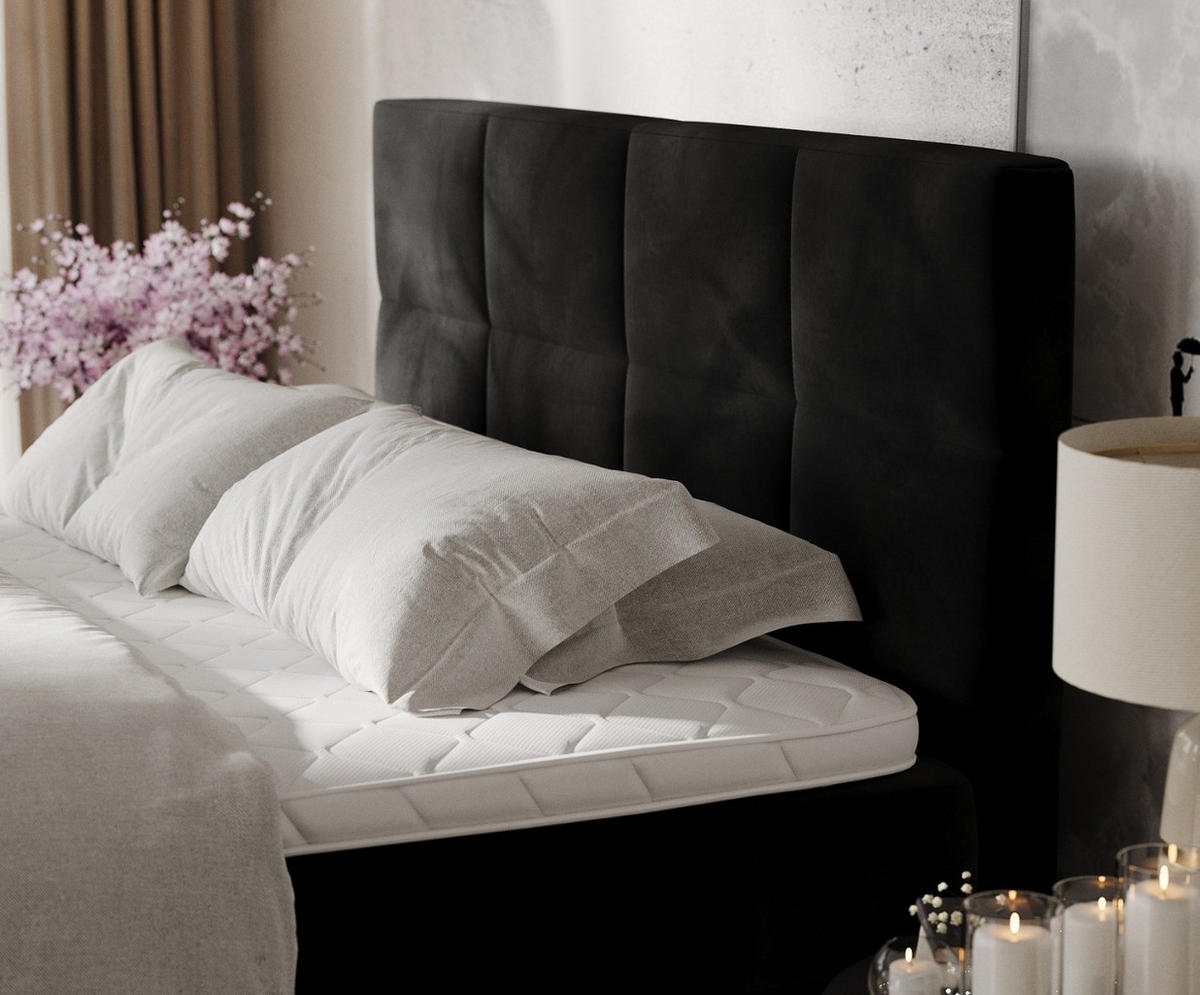 BOXBETT Velto 160/200 cm Schwarz im Kronos Stoff - Schwarz, Holz/Holzwerkstoff (160/200cm) - AltaBeds