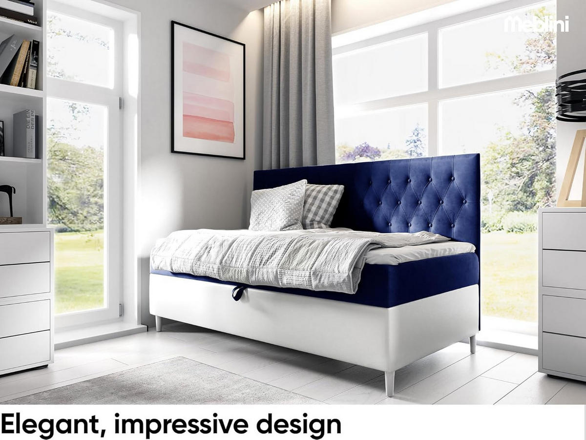 KINDERBETT FLIPPO 2 - Dunkelblau/Weiß, Holzwerkstoff (102/202cm) - Meblini