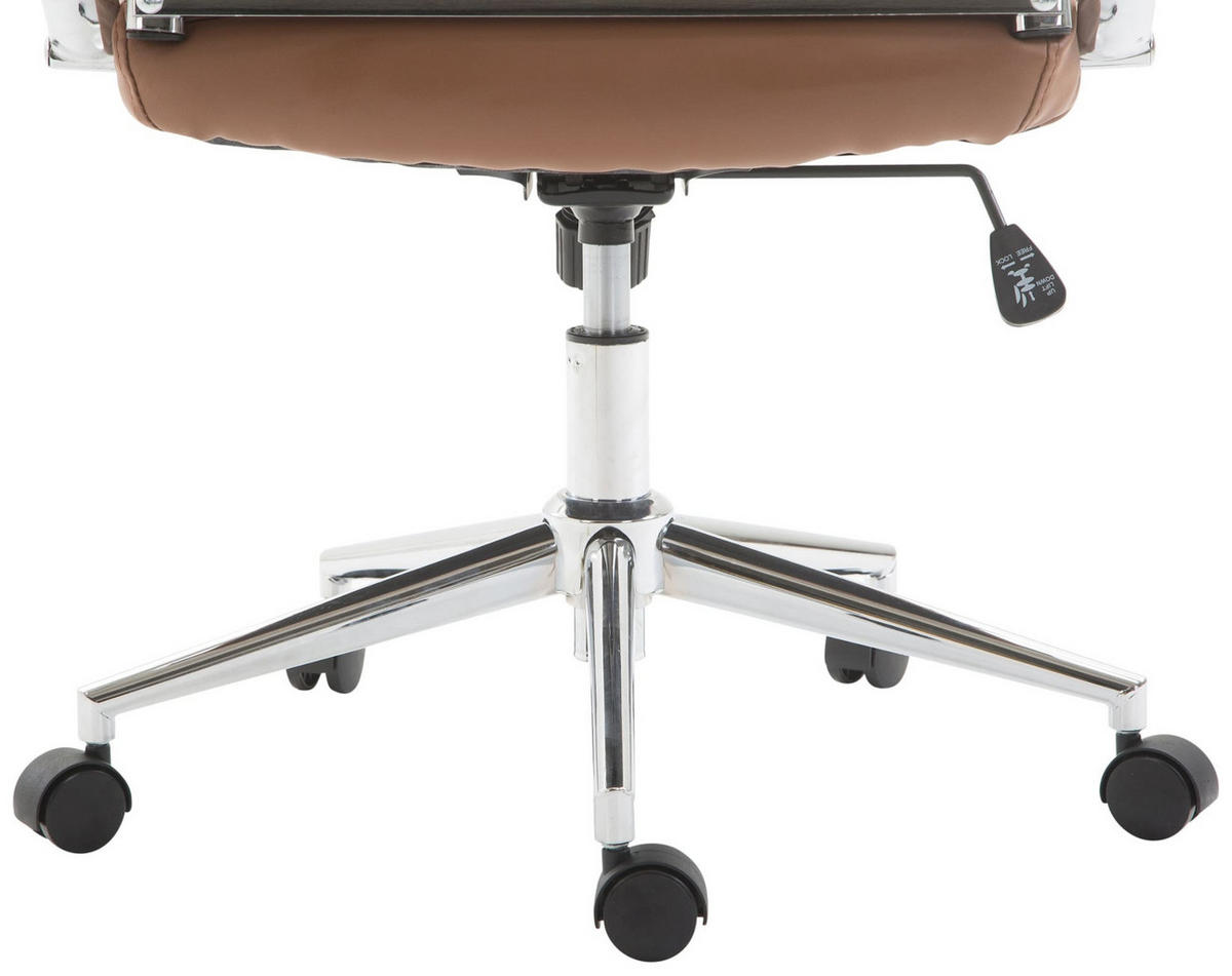 DREHSTUHL Lederlook hellbraun - Chromfarben/Hellbraun, Textil/Metall (58/105/66cm) - CLP