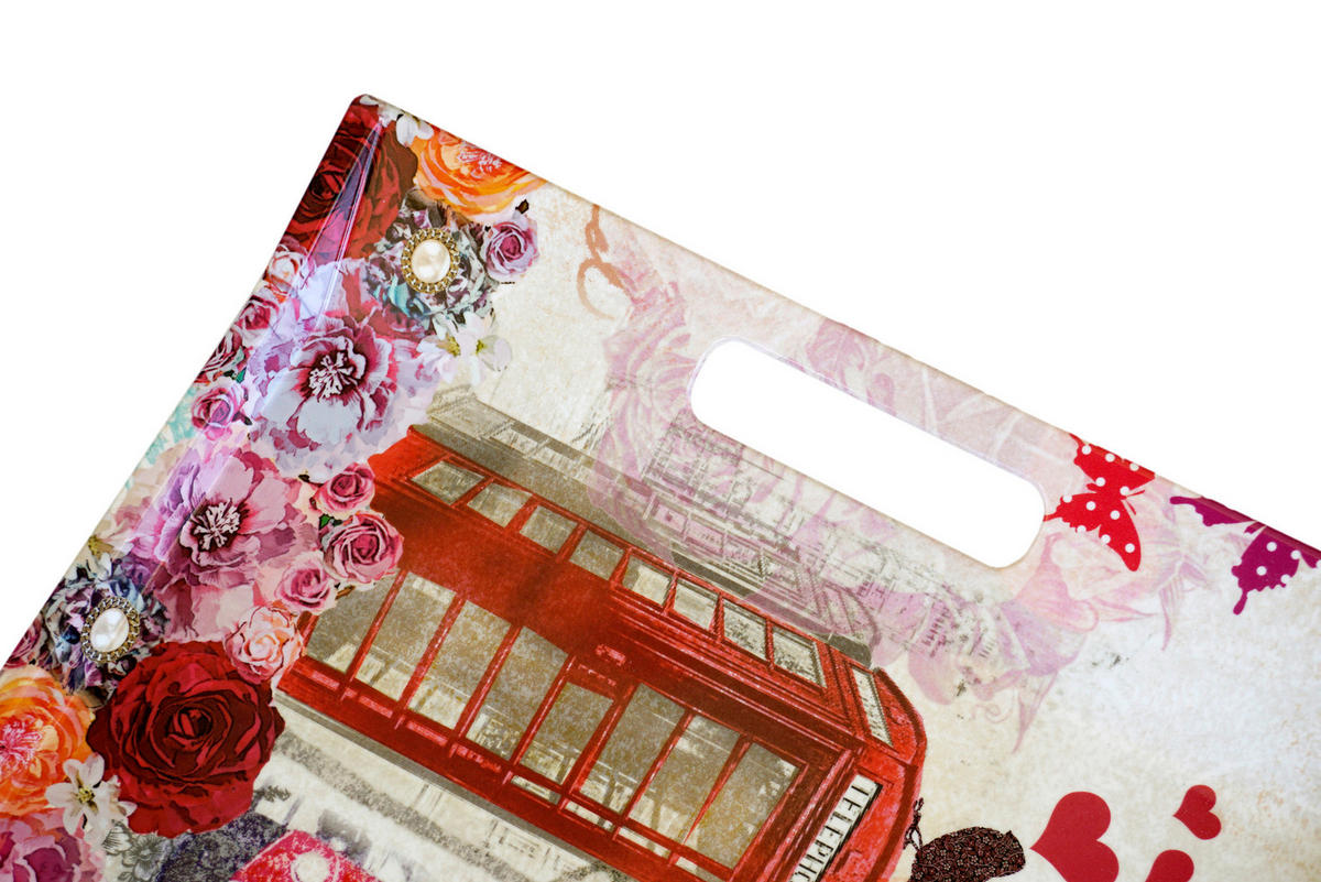 TABLETT London, rechteckige Serviertablett mit Griff 47x31 cm - Multicolor, Kunststoff (31/3/47cm) - Lashuma