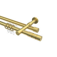 RUNDROHR-INNENLAUF-GARDINENSTANGEN-SET Prestige Elanto 160 cm, 2-läufig, 20 mm Ø Messing-Optik - Messingfarben, Metall (160cm) - INTERDECO
