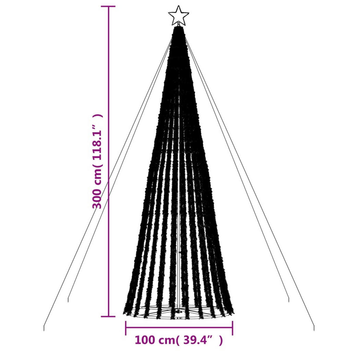 WEIHNACHTSBAUM LED 688 Leds Warmweiss 300 Cm - Weiß, Kunststoff (300cm) - vidaXL