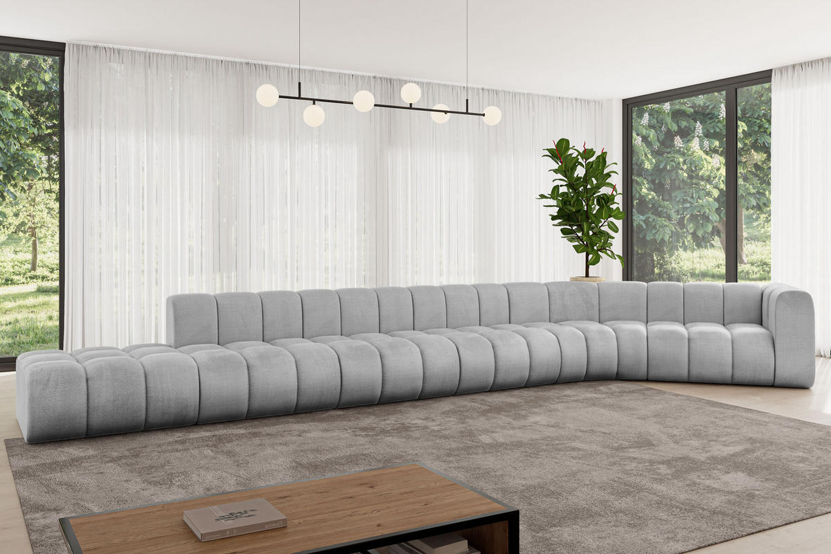 ECKSOFA modulares Sofa Tilmo-L3 - 581x194x70 cm Grau - Hellgrau, Holzwerkstoff/Textil (581/194cm) - ALTDECOR
