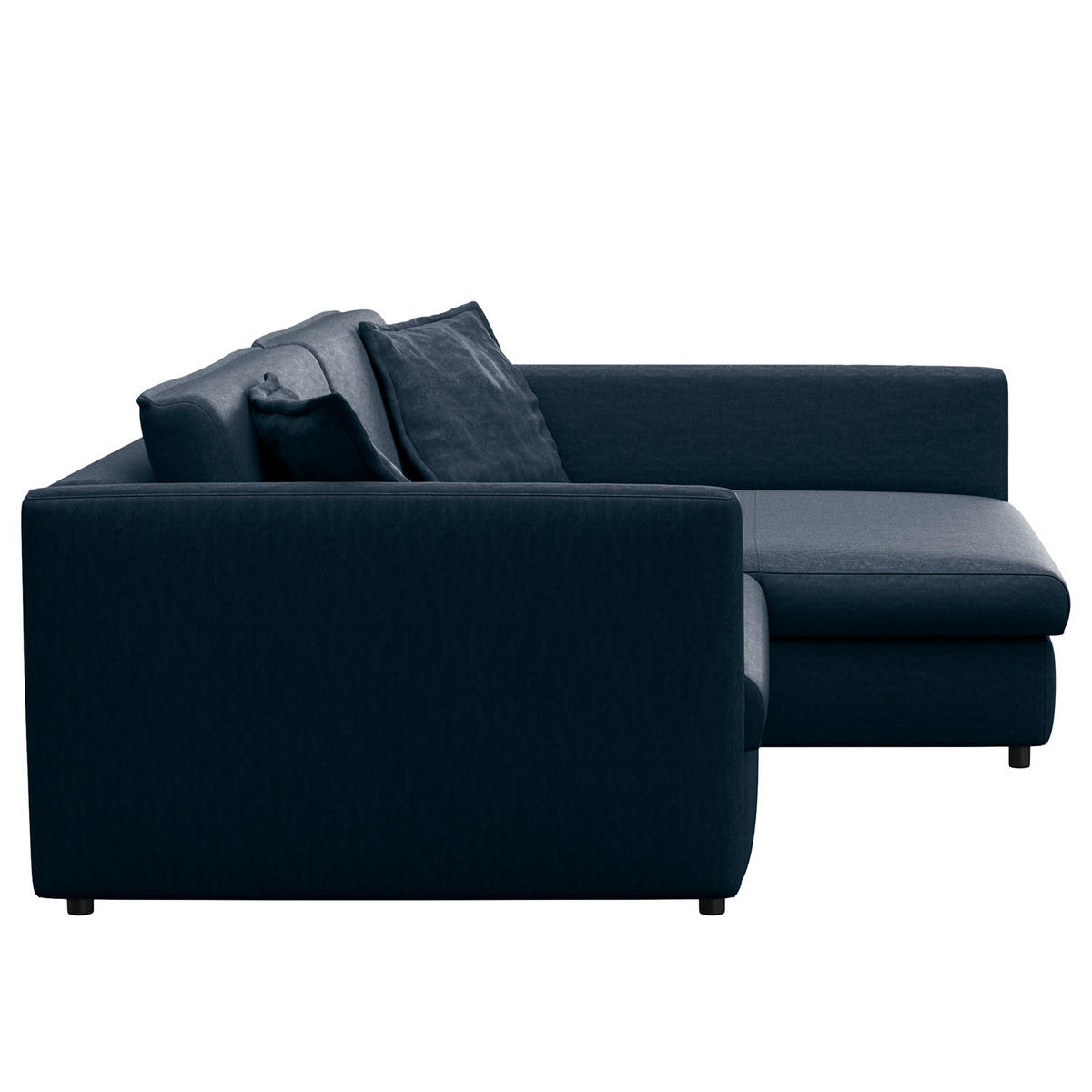 ECKSOFA mit Longchair - Blau/Schwarz, Kunststoff/Textil (290/183cm) - home24