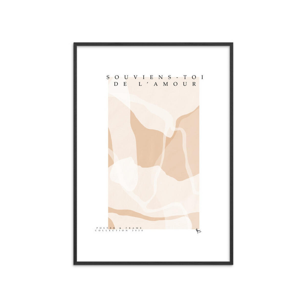 POSTER mit Rahmen Poster & Frame - Collection - Souviens Toi De L'amour - Schwarz/Naturfarben, Holz/Papier (70/100cm) - Poster&Frame