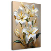 WANDBILD weiße lilien bemalte blumen - Weiß, Textil (40/60cm) - Feeby