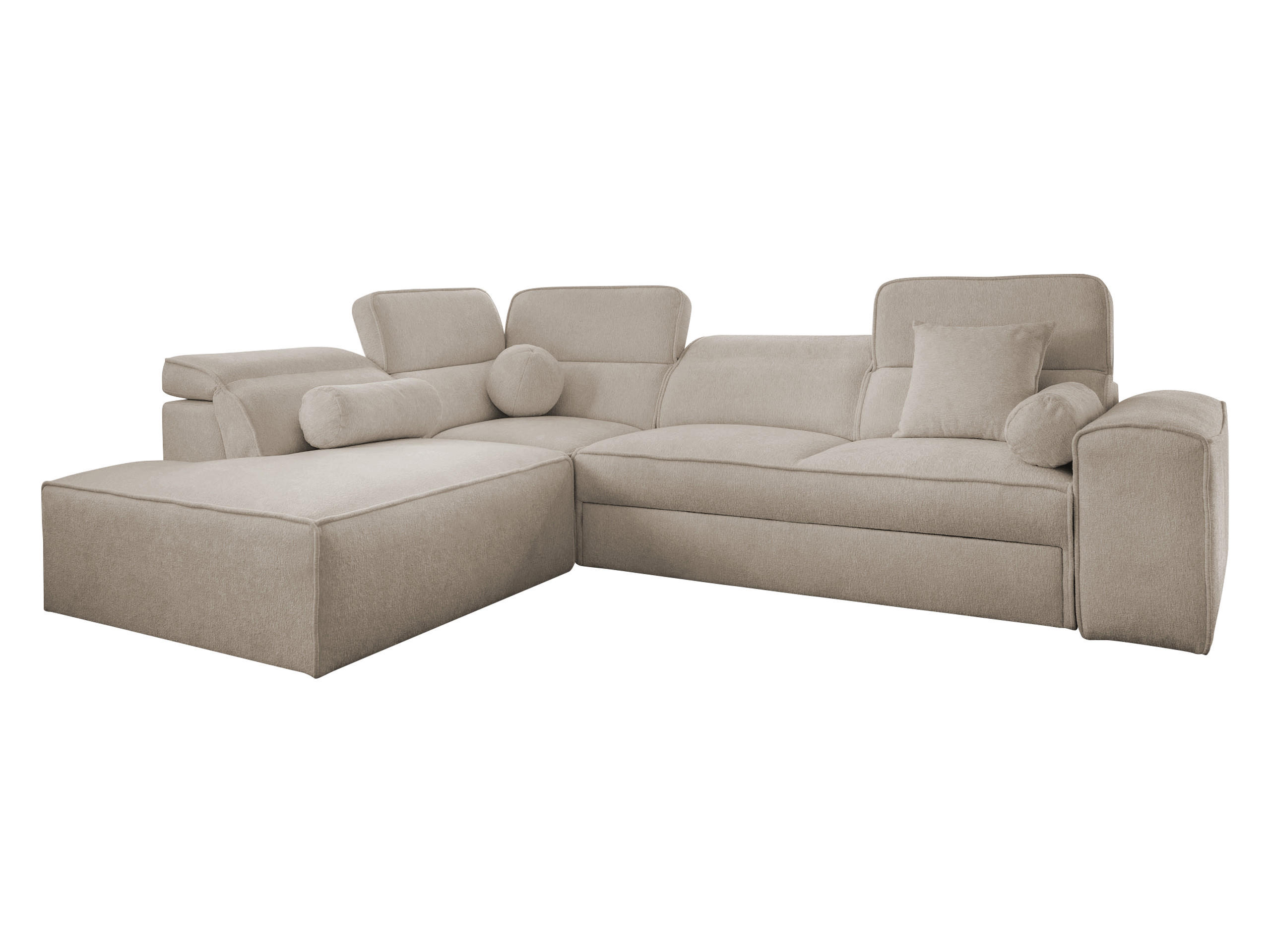 ECKSCHLAFSOFA Vito VII, Seite: Links - Hellbraun, Holz/Textil (276/214cm) - MIRJAN24