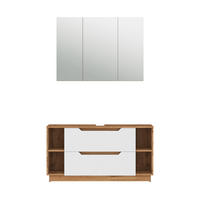 BADMÖBEL-SET Lotta Eiche/weiß gestreift 2 Teile - Eichefarben/Weiß, Holzwerkstoff (119.2/62.5/35cm) - Vicco