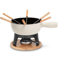FONDUE-SET MONT BLANC Beige, 6-Personen, Gusseisen, Käse- und Schokoladenfondue, 6 Gabeln Kapazität 1.8L - Creme, Metall (21/17/21cm) - La Fonderie 1890