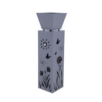 PFLANZSÄULE Lund mit Blumenmotiv Grau Stahl Pflanzkübel - Grau, Metall (82cm) - DELUKE