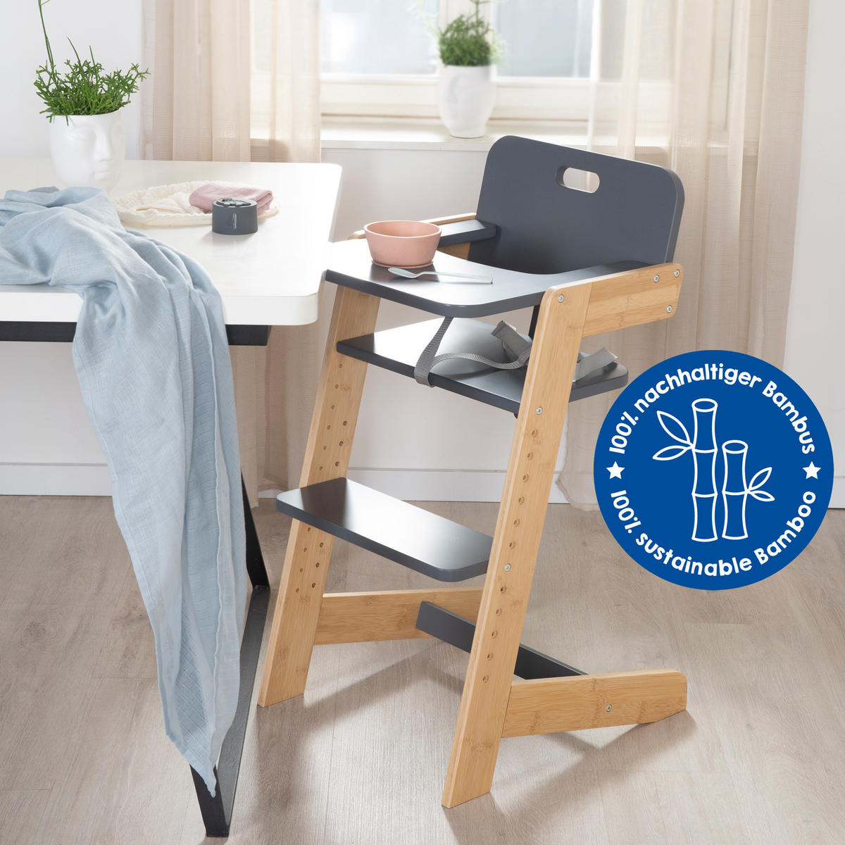 HOCHSTUHL Nature Up Bambus / Anthrazit - Anthrazit, Holz (45/86/50cm) - Roba