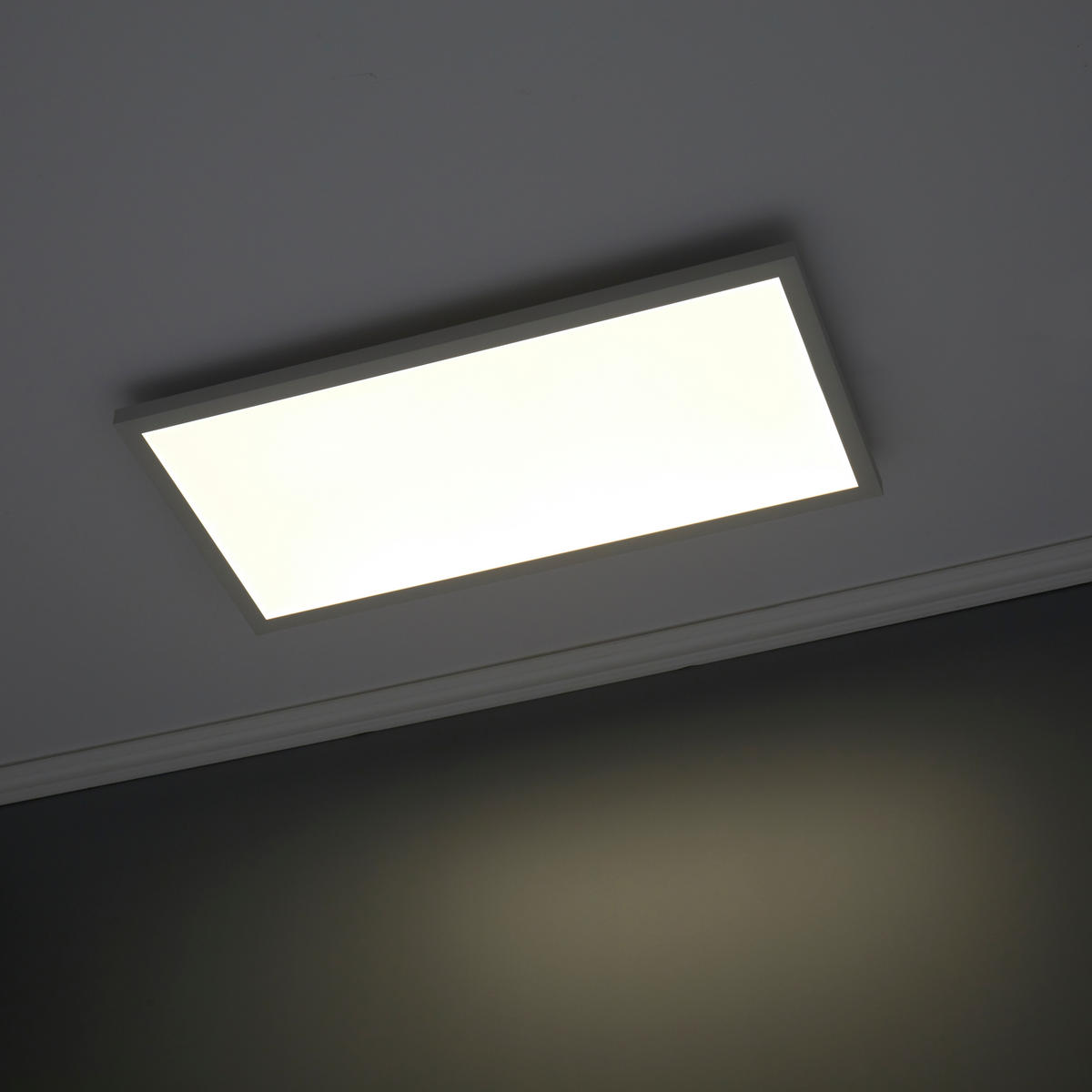 LED-DECKENLEUCHTE - dimmbar mit RGB-Hintergrundbeleuchtung und Fernbedienung für stimmungsvolle Beleuchtung, 60x30cm - Weiß, Kunststoff (66.5/34.5/10cm) - Northpoint