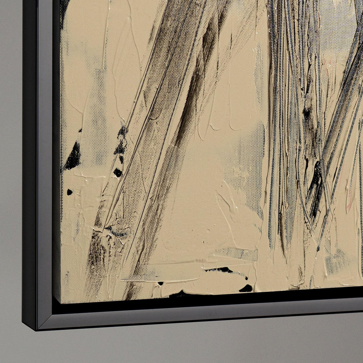 GEMÄLDE Parallelen und Schnittpunkte Schattenfugenrahmen Schwarz 140x100 cm - Schwarz, Holz (140/100cm) - YS-art gallery