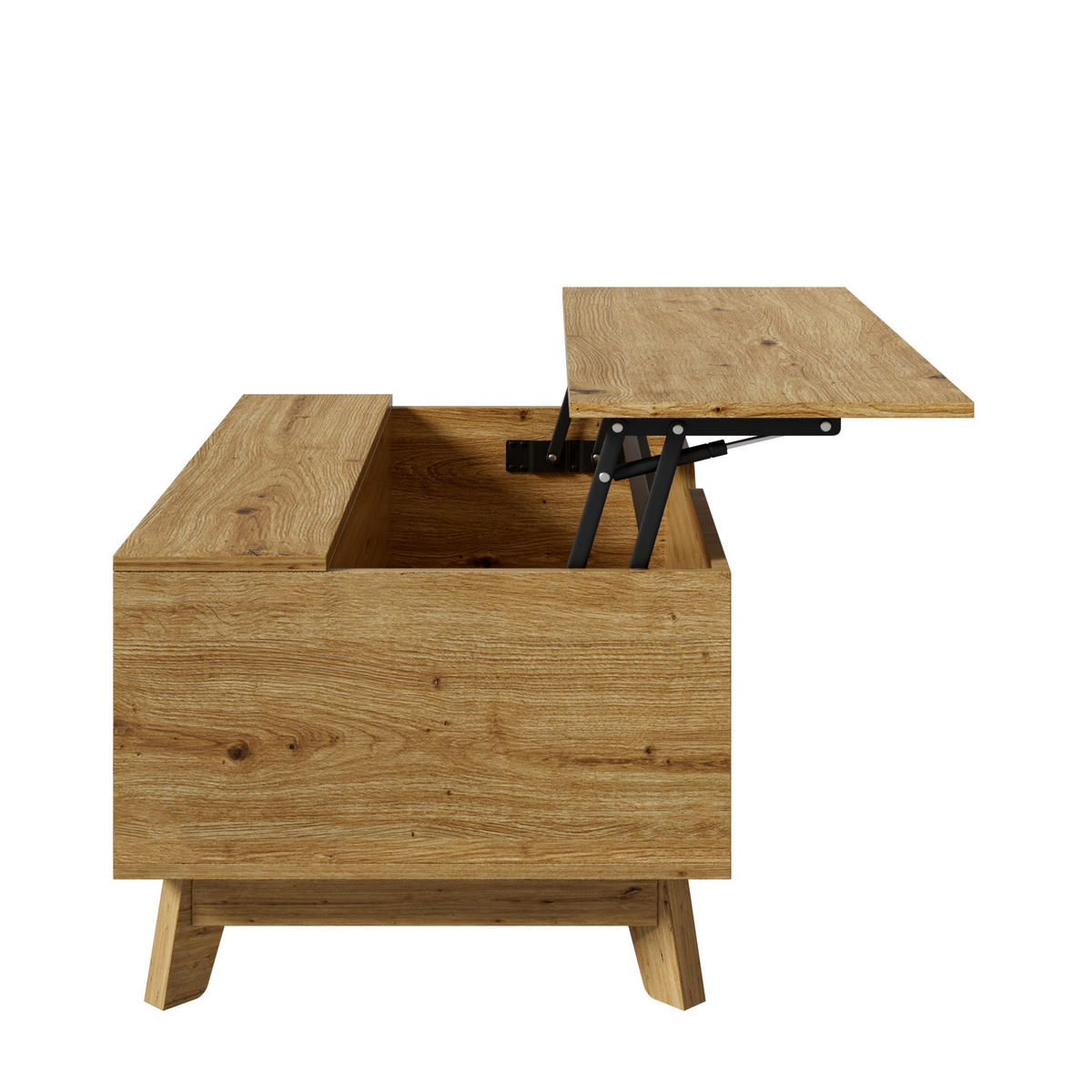 COUCHTISCH höhenverstellbar mit Jalousietür und MDF-Korpus - Naturfarben, Holzwerkstoff (55/90/57.5cm) - FLIEKS