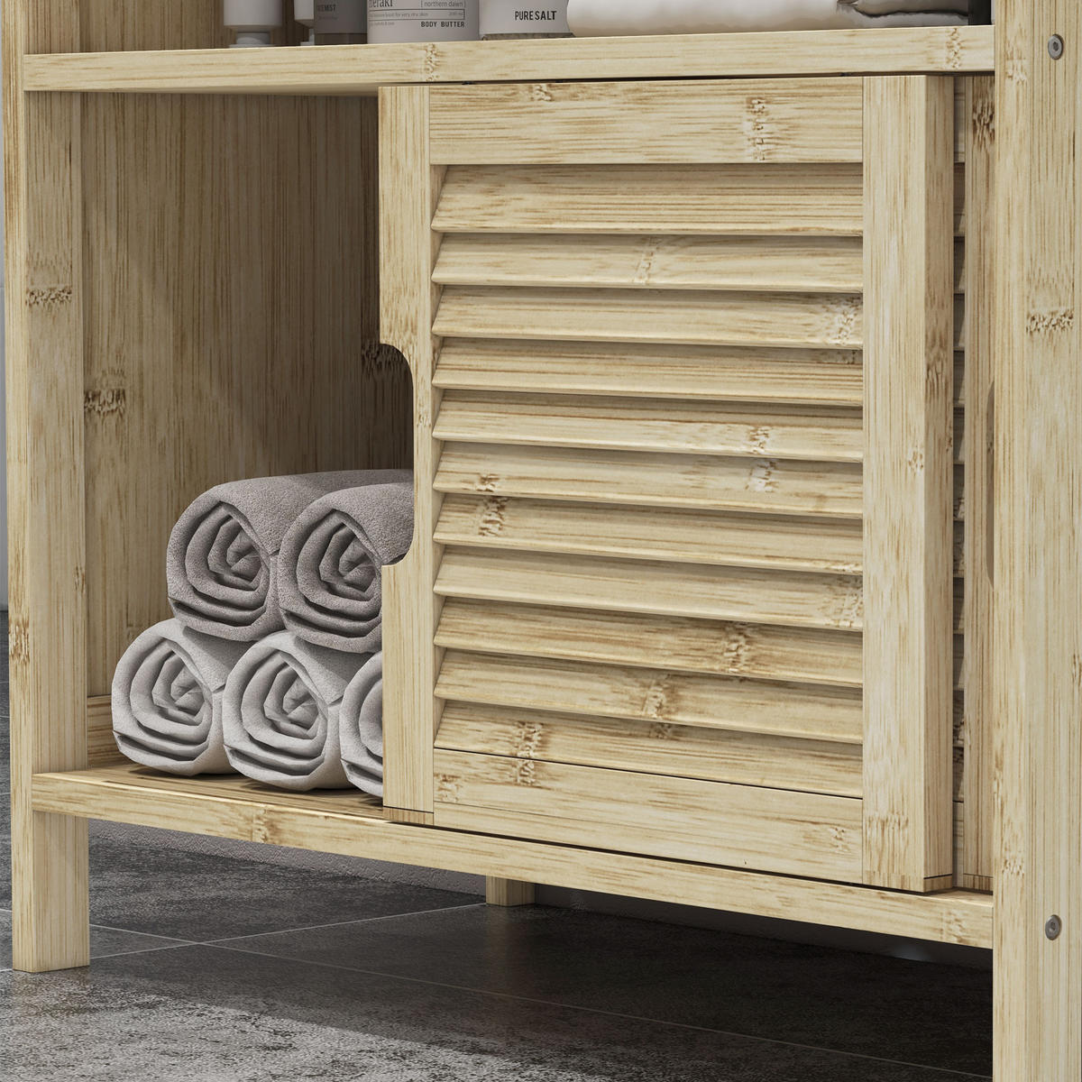 WASCHBECKENUNTERSCHRANK DE-15890 mit Schiebetüren Naturholz - Naturfarben, Naturmaterialien (60/60/30cm) - ComfortXL