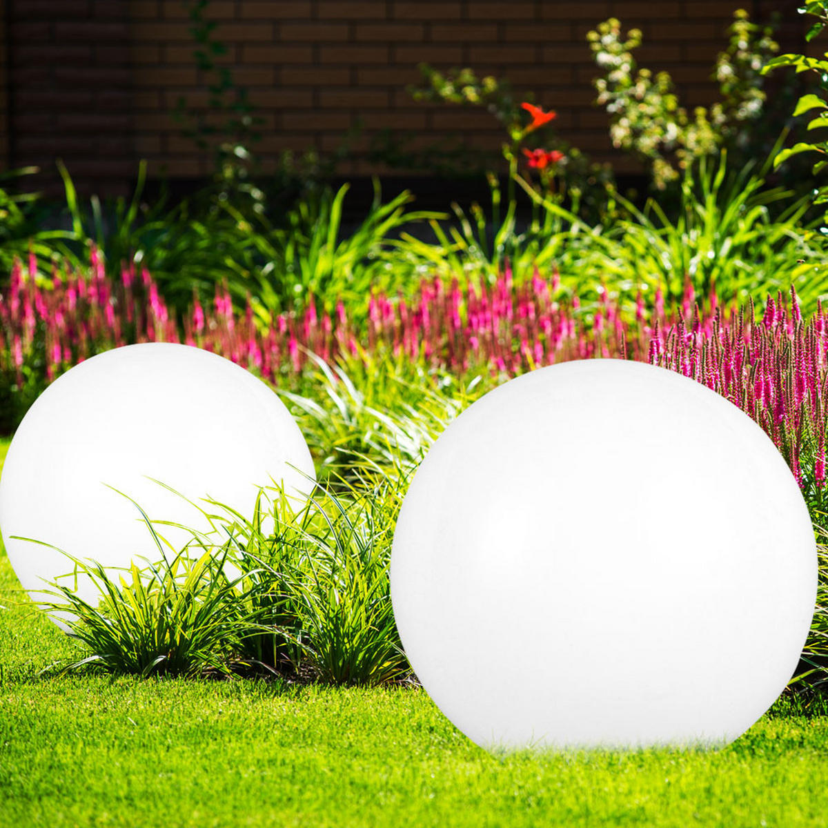 LED AUSSENLEUCHTE Solar Kugel Weiß Silber 3er Set - Weiß, Kunststoff (25/25/65cm)