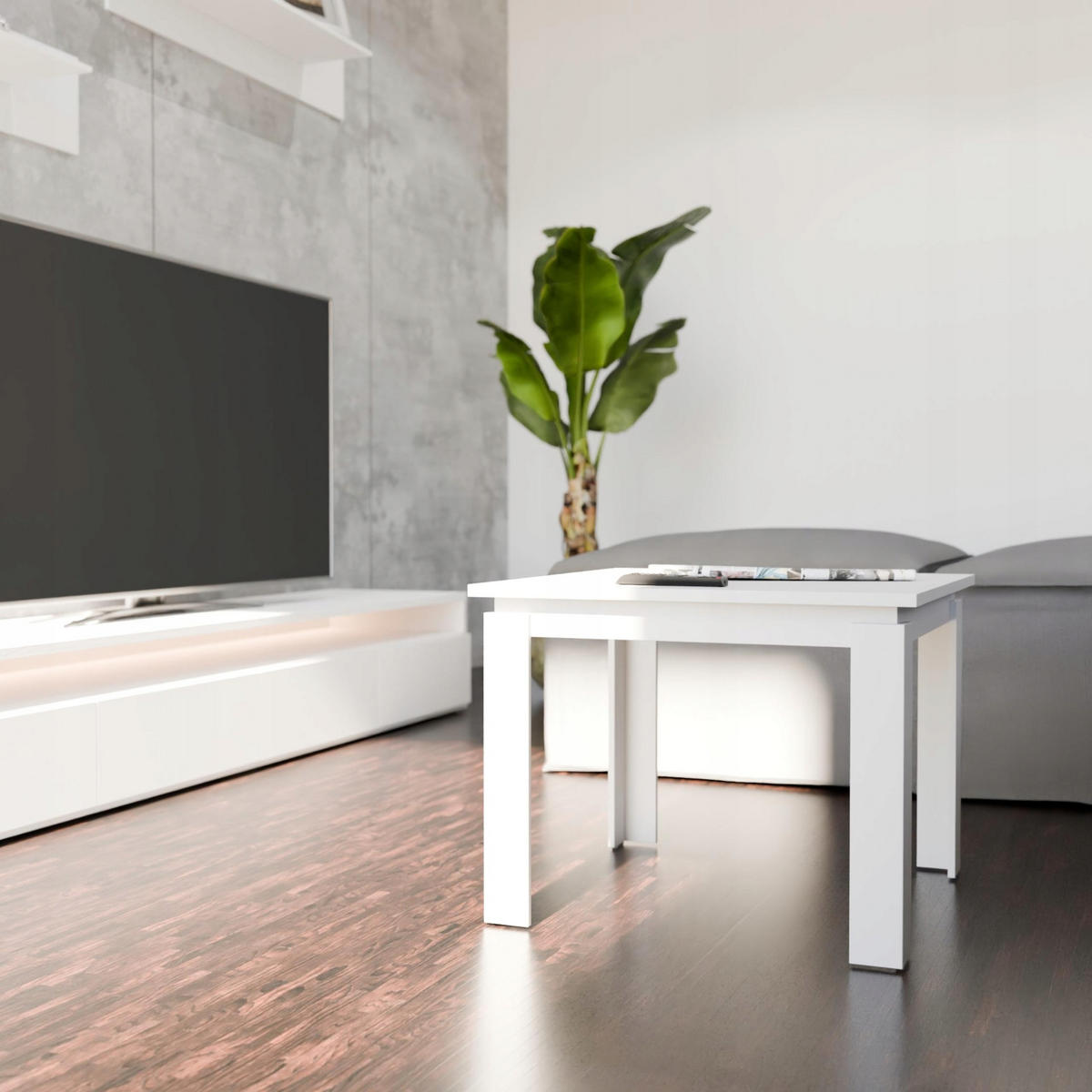 COUCHTISH CR3-STERN-55 Weiß 55/55/43 cm - Weiß, Holzwerkstoff (55/55/43cm)