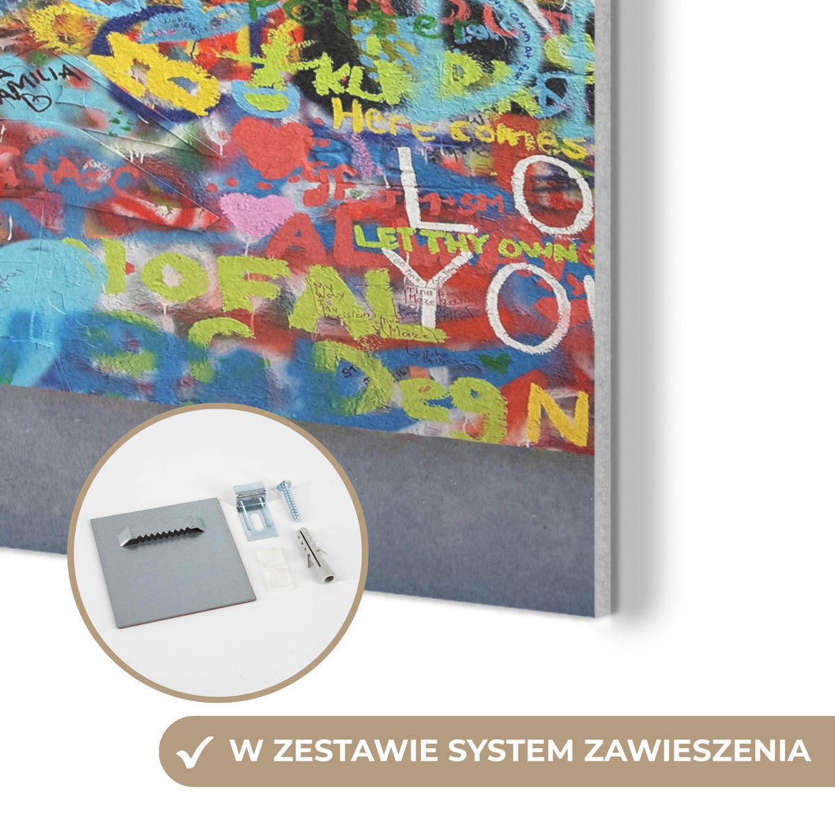 AKUSTIKBILD Graffiti - Junge - Ilussie - Straßenkunst Akustikpaneele 90x90 cm - Hellgrau, Textil (90/90/0.9cm) - MuchoWow