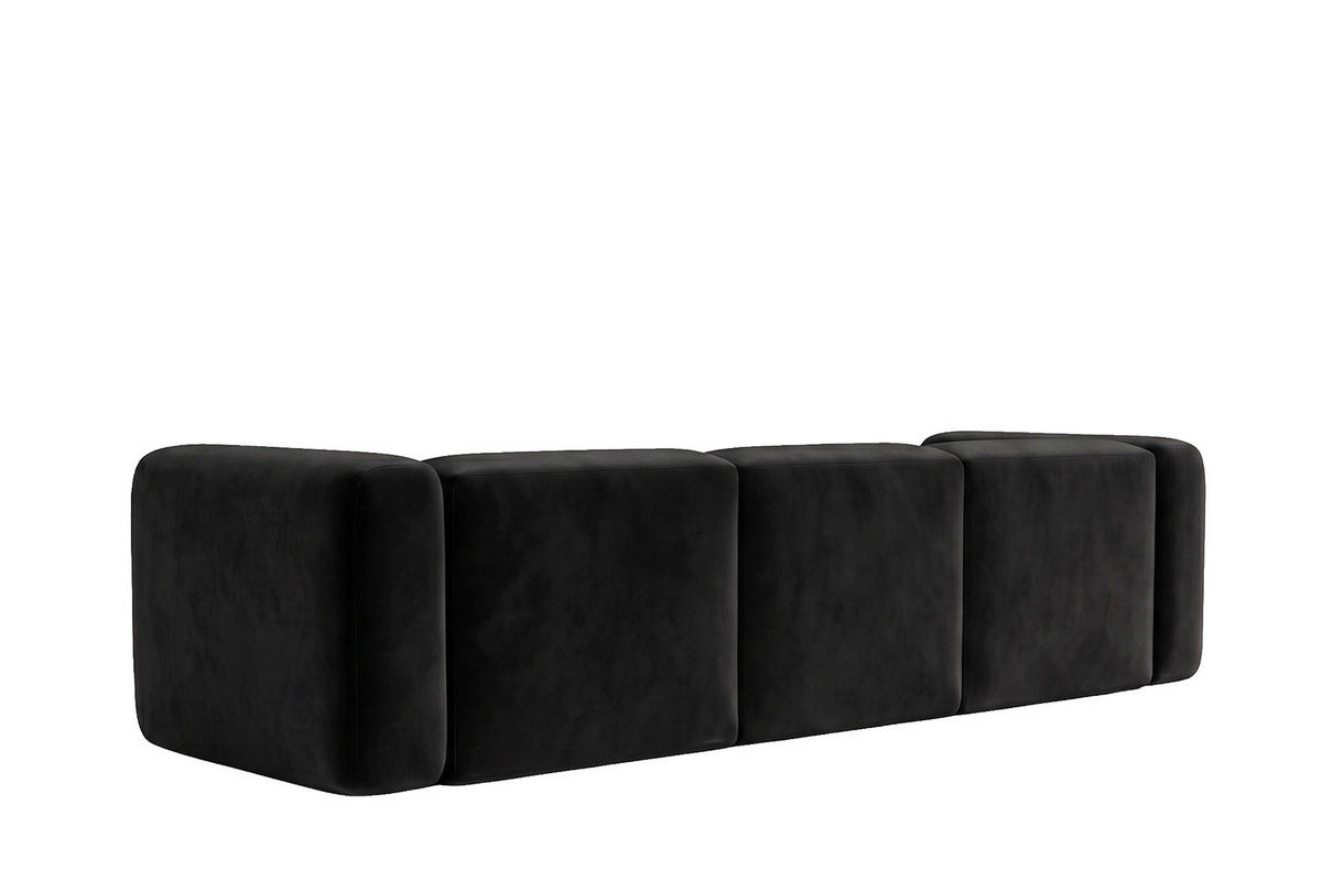 ECKSOFA L-Form, Velvet-Stoff Bluvel, Schwarz, Links, GRETA - Schwarz, Holz (318/179cm) - Kaiser Möbel