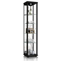 GLASVITRINE 33/37/176 cm mit Spiegel, LED & 4 höhenverstellbaren Glasböden - Transparent/Silberfarben, Glas/Holzwerkstoff (37/176/33cm) - K-Möbel