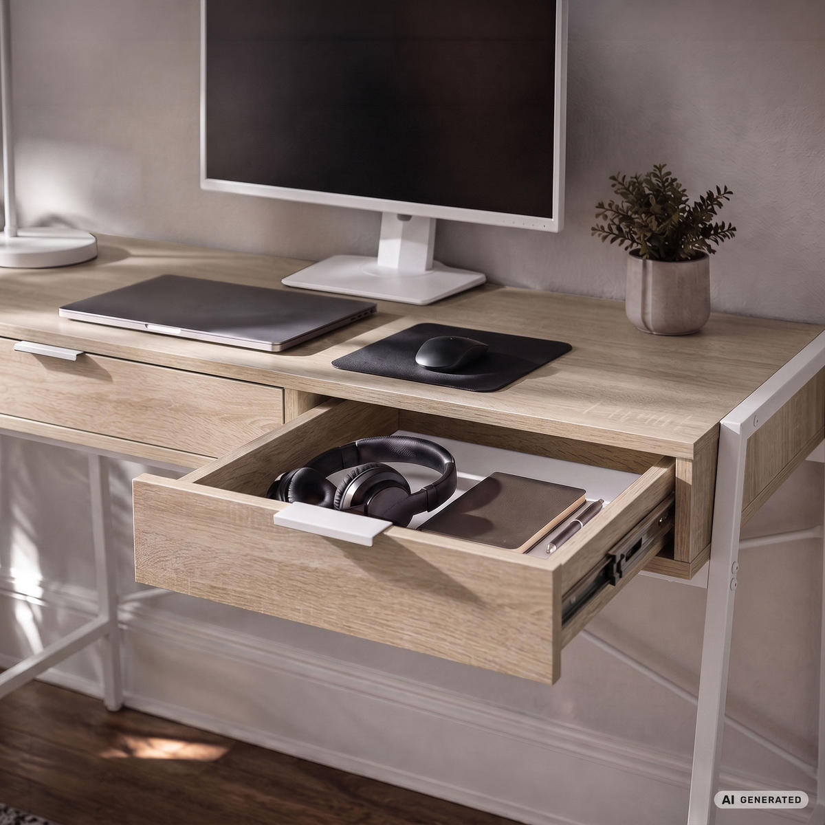 SCHREIBTISCH ZENTIA 100 cm Sonoma Eiche - Weiß/Sonoma Eiche, Holzwerkstoff (100/45/80.5cm) - Akord