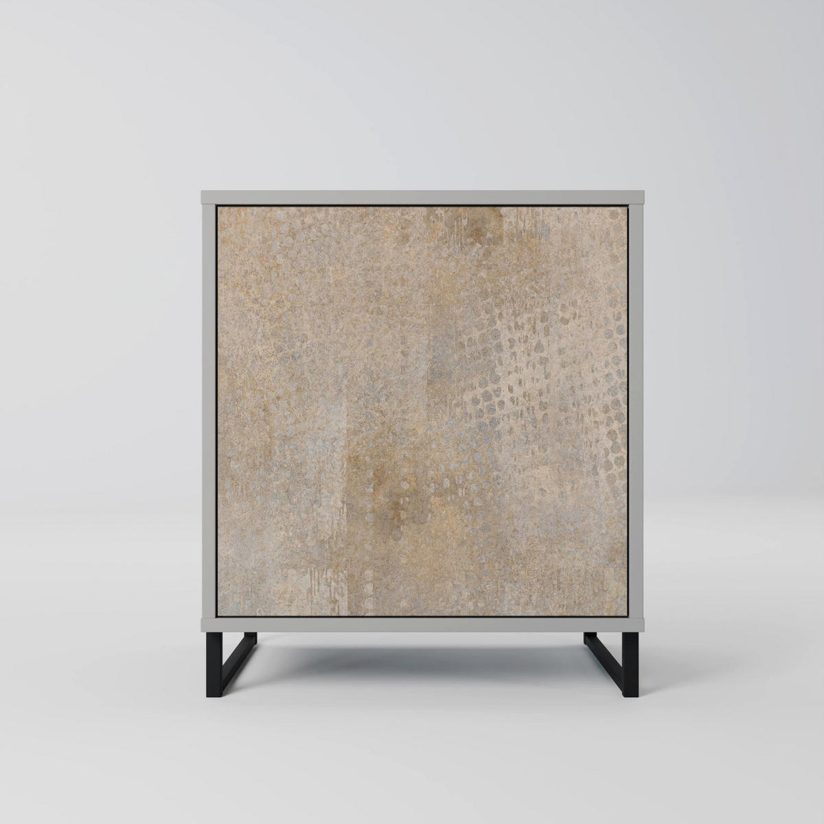 SIDEBOARD SCREEN ERROR, Grau, 57,5x42x72,5 cm, Schwarze Metallfüße - Multicolor/Schwarz, Holzwerkstoff/Metall (57.5/72.5/42cm) - SpaceRebels