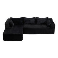 SOFA mit Chaise 2-teilig Schwarz Cord - Schwarz, Kunststoff (179/279cm) - Meubliv