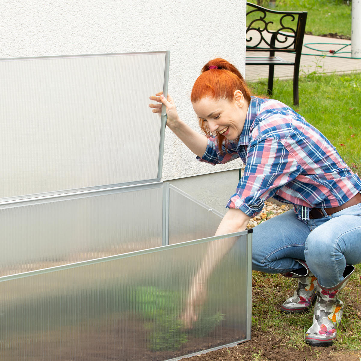 FRÜHBEET Transparent Aluminium 100x50 cm 4 Stufen - Transparent, Kunststoff/Metall (100/50/50cm) - Relaxdays