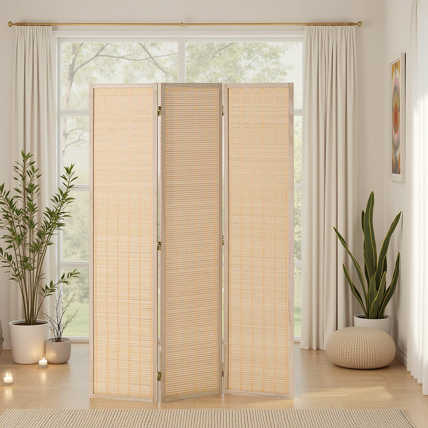 PARAVENT 120/170 cm Natur Holz Bambus - Braun, Naturmaterialien/Holz (120/170/2cm) - Homestyle4u