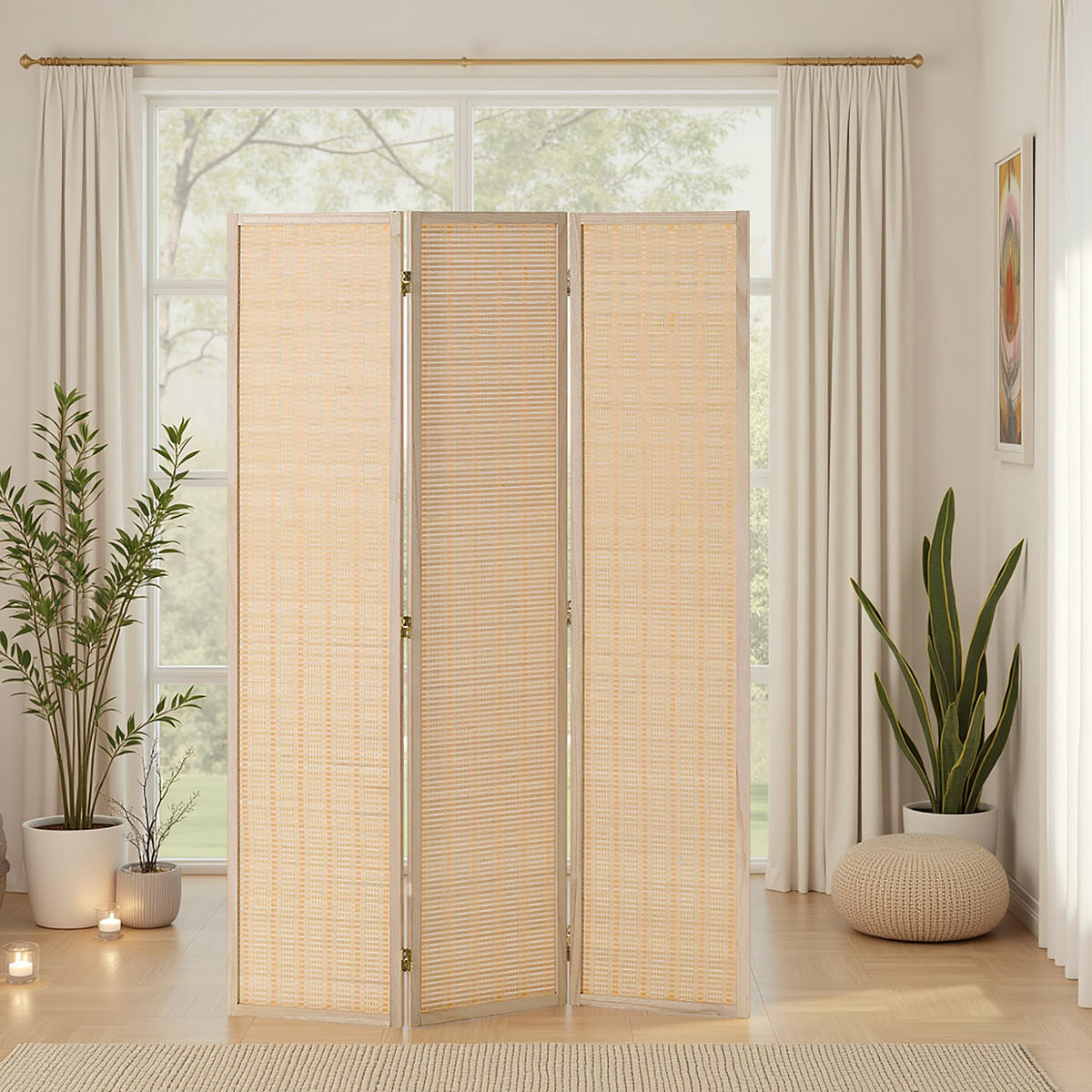 PARAVENT 120/170 cm Natur Holz Bambus - Braun, Naturmaterialien/Holz (120/170/2cm) - Homestyle4u