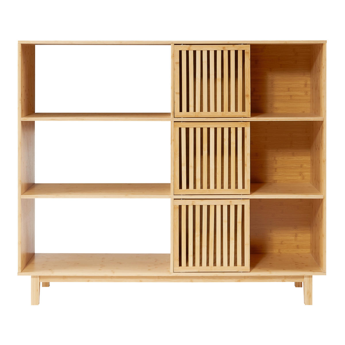 KNIŽNÍ POLICE Ypäjä - přírodní, dřevo (147/127.5/39cm) - [en.casa]