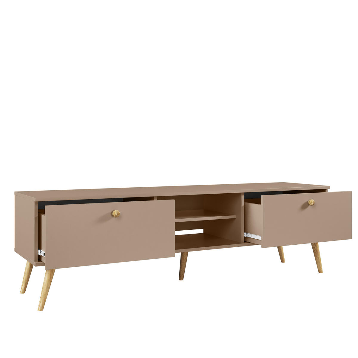 LOWBOARD NATURA, 170 cm, Beige Macchiato, 2 Schubladen mit Soft-Close - Beige, Holz (170/50/41cm) - Excellent Home