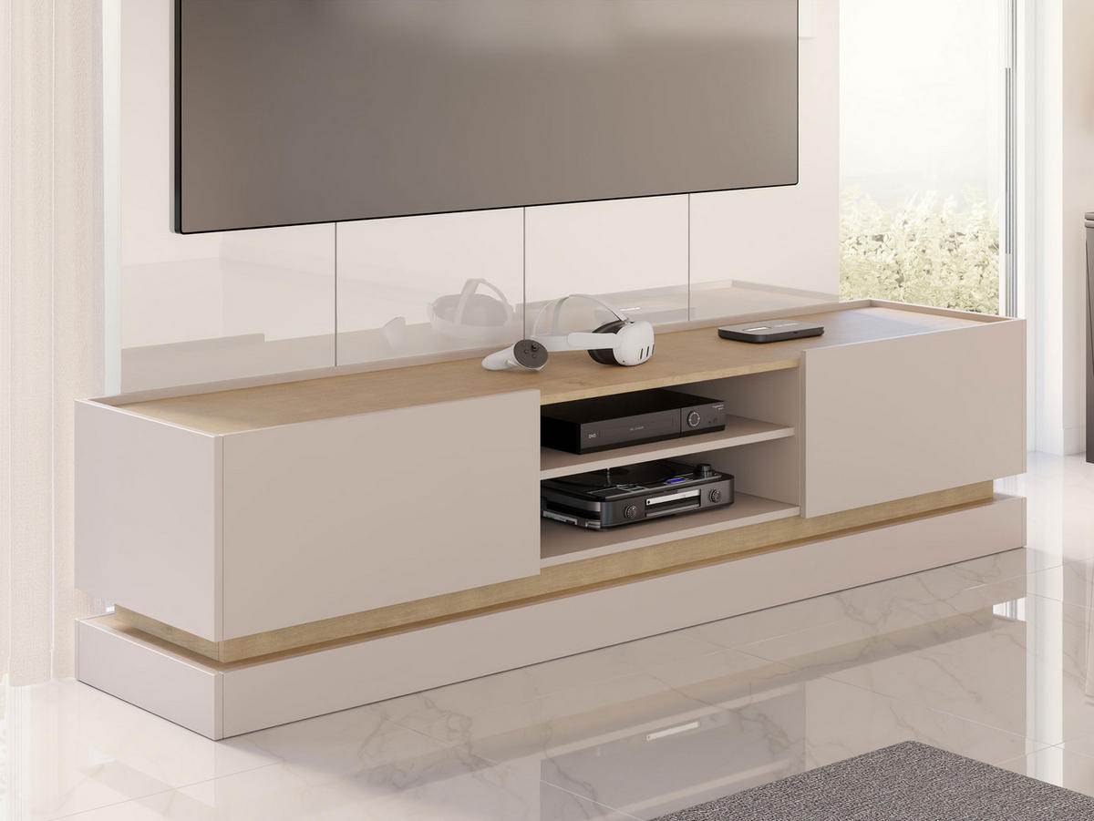 TV-LOWBOARD Zarpant 200 2K - Sandfarben/Eichefarben, Holzwerkstoff (200/47/37cm) - MIRJAN24