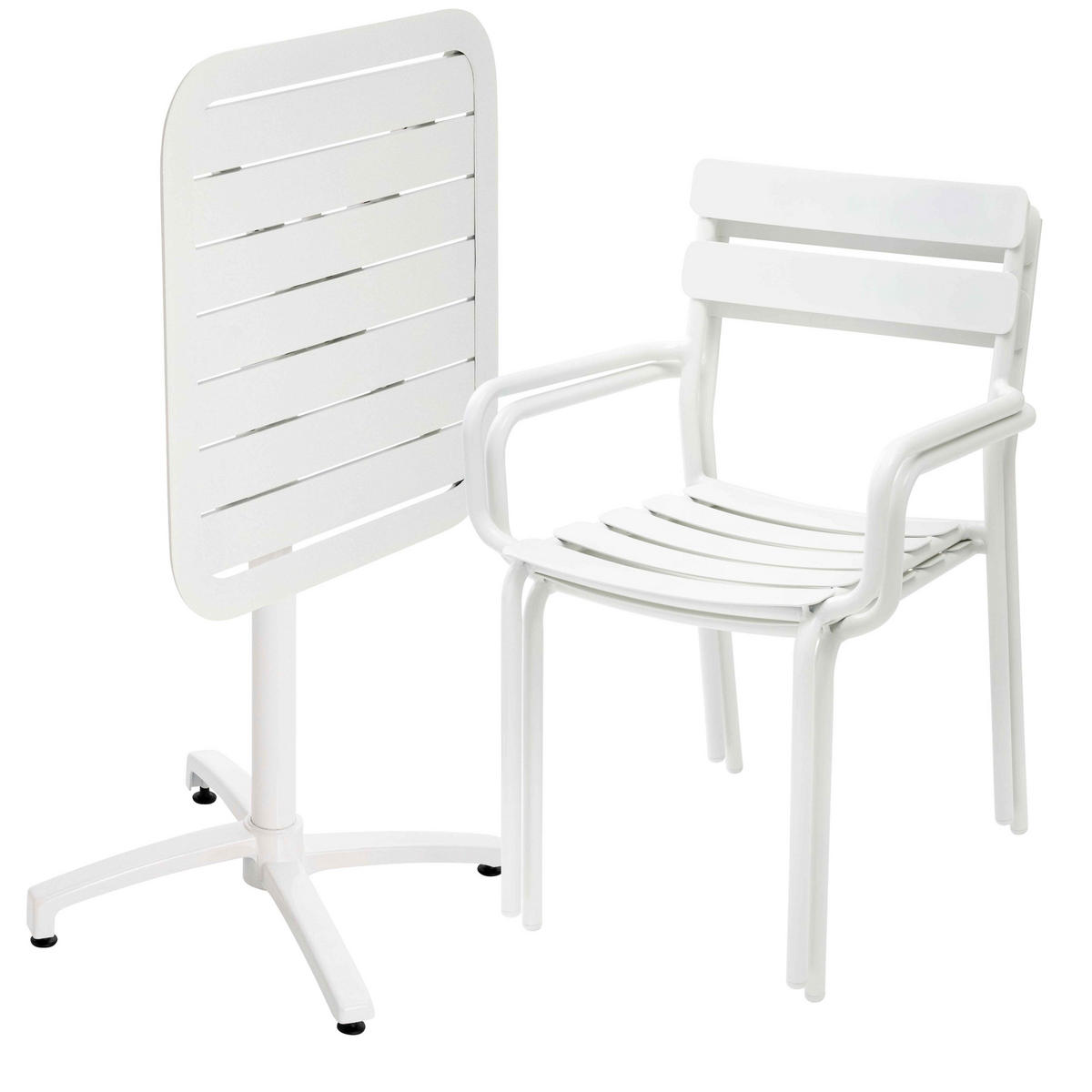 GARTENSET 3-tlg., Weiß - Weiß, Metall - Oviala