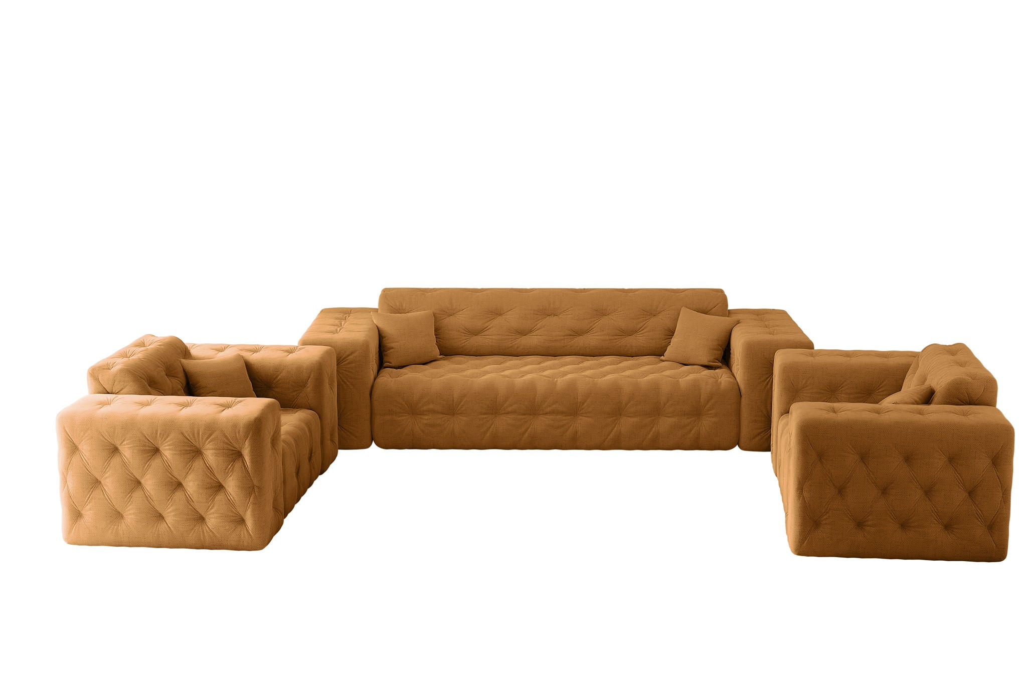 SOFASET Chantal In Moly - Orange, Holzwerkstoff/Textil (251/78/96cm) - Fun Möbel