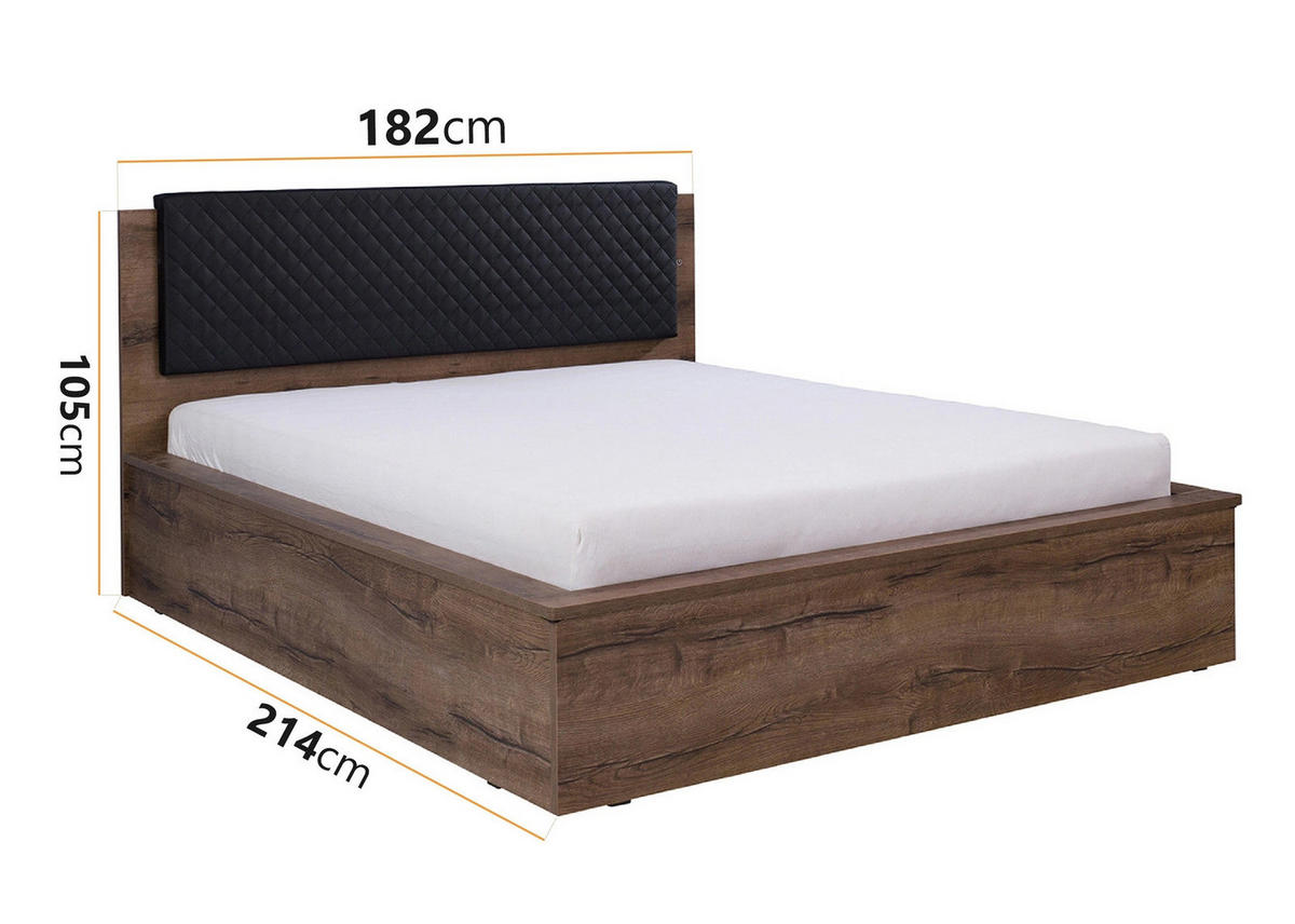 DOPPELBETT Martin 160x200 mit Bettkasten - Schwarz/Braun, Holzwerkstoff/Metall (160/200cm) - Ravio