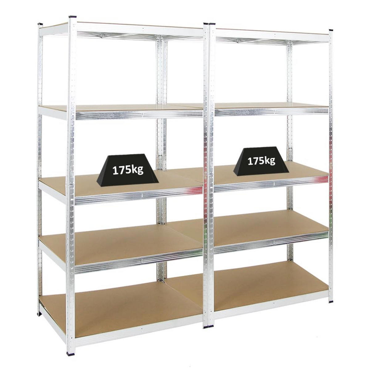 SCHWERLASTREGAL Ragnar 2er-Set mit 2x 180x90x60 cm Fachlast 175 kg Verzinkt - Silberfarben, Metall (180/180/60cm) - PROREGAL
