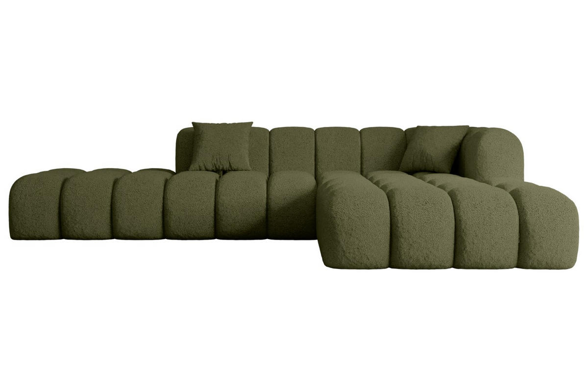 ECKSOFA Ottomane Rechts OLEA-L2 - 289x176x71 cm Grün - Platinfarben/Schwarz, Holzwerkstoff/Kunststoff (289/176cm) - ALTDECOR