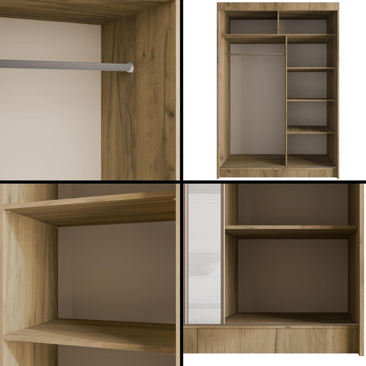 KLEIDERSCHRANK VESLI - 120 cm - Braun|Weiß - Braun/Weiß, Holzwerkstoff (120/215/61cm) - ALTDECOR